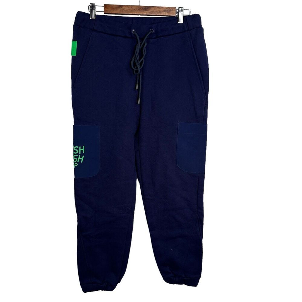 CASH BY CASH APP "Whitepaper" Joggers Navy Blue Green Graphics Sizeโ Small